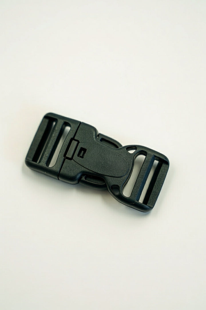 Gesp met veiligheidsknop 25mm zwart